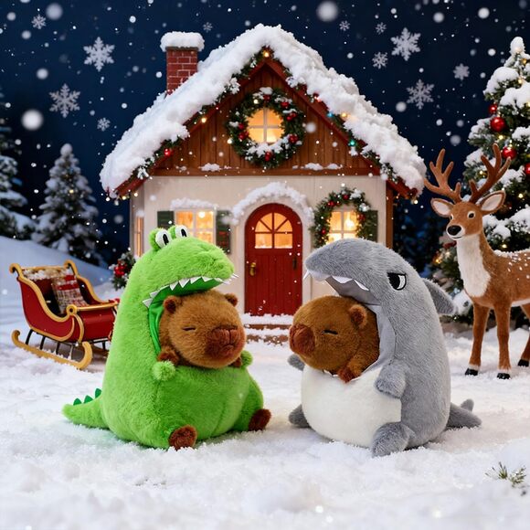 Capybara Plush Crocodile Costume 11.8" Kawaii Stuffed Animal Cute Gift - Picture 3 of 9